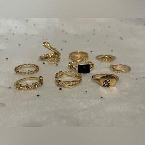Gold tone costume jewelry rings